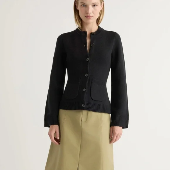 Modern Citizen Eames Organic Cotton-Wool Black Minimalist Cardigan Sweater M - Picture 2 of 14